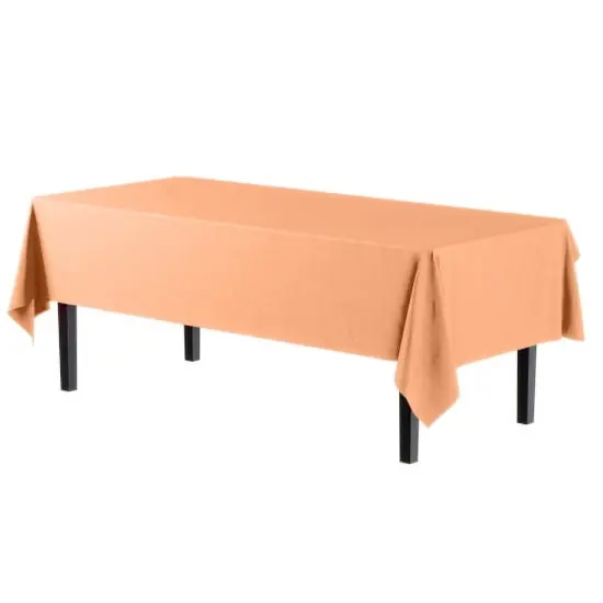 Exquisite 12-Pack Premium Plastic Tablecloth 54in. x 108in. Rectangle Plastic Table Cover Peach {5}