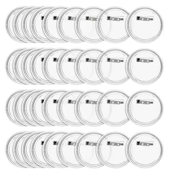 36 Pack Make Your Own Blank Button Pins for DIY Crafts (2.25 In) Clear {1}