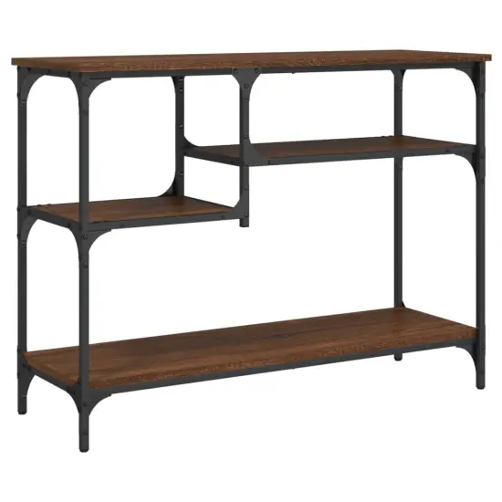 vidaXL Console Table with Shelves Brown Oak 39.4"x13.8"x29.5" {2}