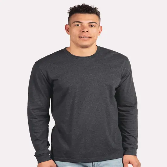 Next Level&reg; Sueded Crewneck Long Sleeve T-Shirt Dark heather grey {3}