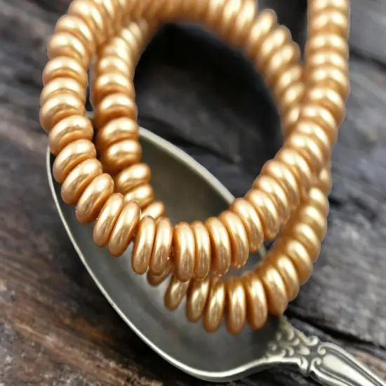 8x3mm Gold Celestial Pearl Rondelle Beads (16" Strand) {2}