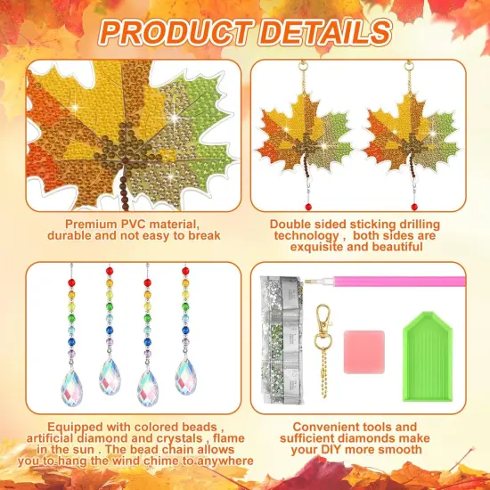 Pcs Diamond Painting Suncatcher Kits(Maple Leaves) {3}