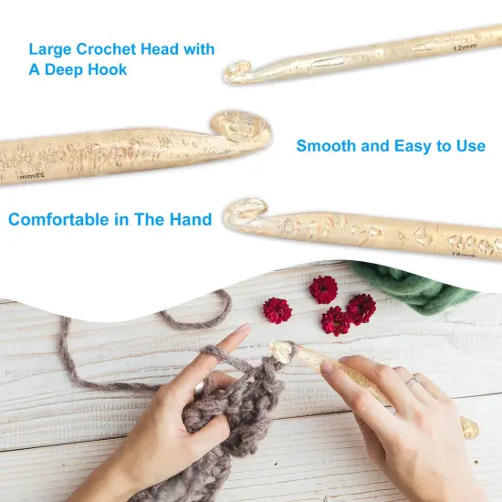 32 Pcs Crochet Hooks Set, Ergonomic 12mm-25mm Large Crochet Hooks for Chunky Yarn, Professional Huge Crochet Needles and Accessories for DIY Crafts, Carpets, Scarves {5}