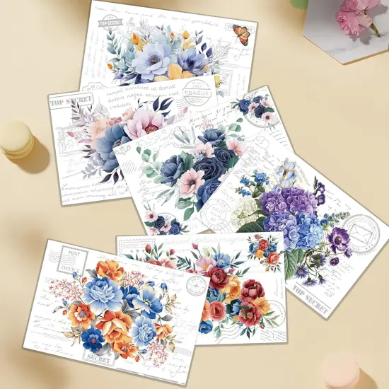6 Pcs Large Vintage Flowers Rub on Transfers {3}
