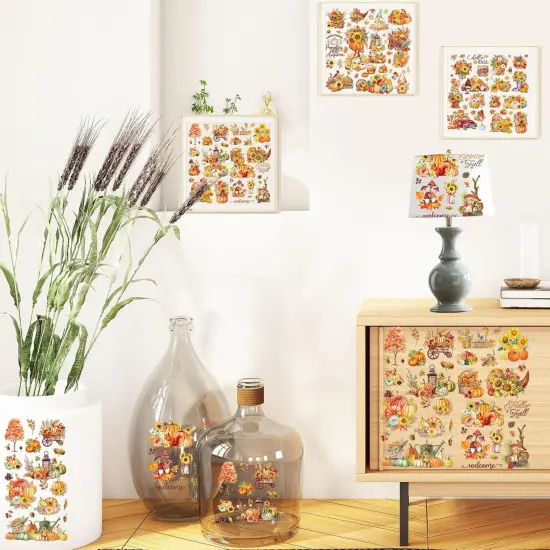 12 Pcs Pumpkin Harvest Rub on Transfer Decals {4}