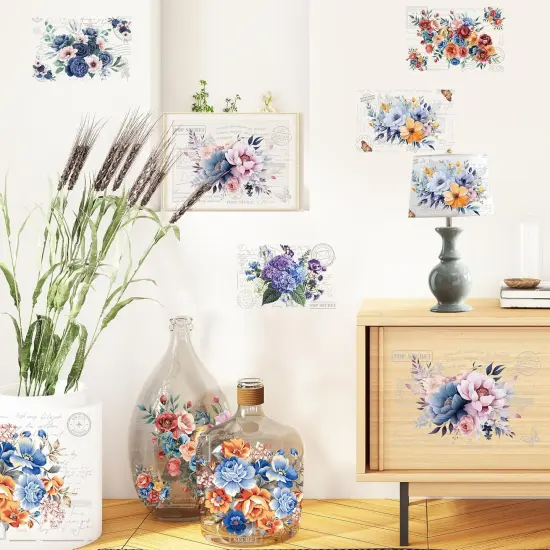 6 Pcs Large Vintage Flowers Rub on Transfers {5}