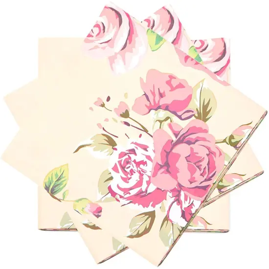 3 Pack Floral Pink Rose Tablecloth, Plastic Table Cover for Wedding, Birthday Party Decorations (54 x 108 in) {5}