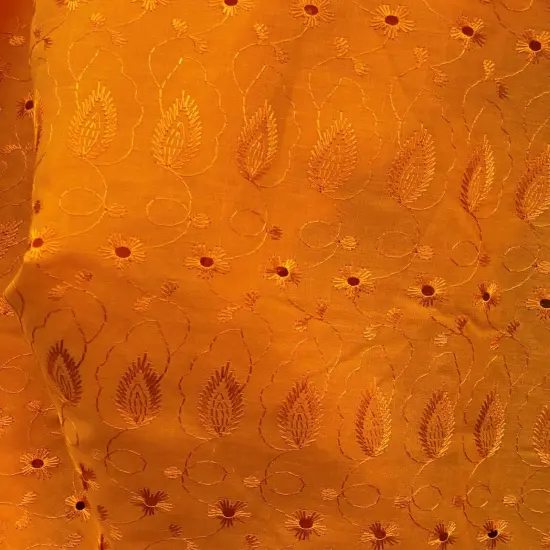 1 Yard Orange Medium Eyelet Fabric with Double Border and Soft Feel 41/42 Inches Wide {2}