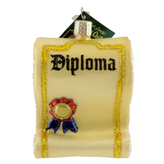 Old World Christmas 3.75 In Diploma Tree Ornament , Graduation Commencement Off-White {1}