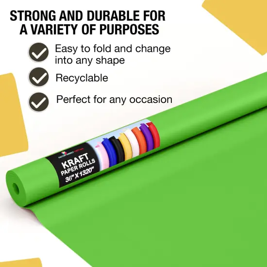Kraft Paper Roll 36" X 1320" (110' Ft) Colored Paper Roll - Packing Paper Roll - Craft Supplies - Kraft Wrapping Paper Perfect as Shipping Paper Craft Paper Roll by Crown Display Lime Green {2}