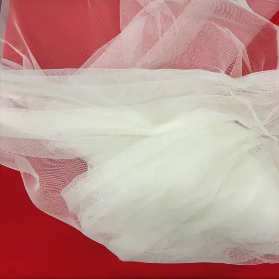 1 Yard Ivory English Net Mesh Fabric 100% Polyester Sheer 2-Way Stretch 59/60 Inch Width {4}