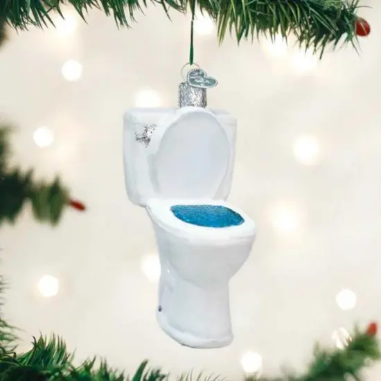 Old World Christmas 3.75 In The Throne Christmas Tree Ornament , Toilet Flush Water Closet White {3}
