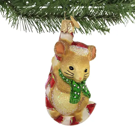 Old World Christmas 3.5 Inch Christmas Mouse Tree Ornament , Ornament Candy Cane Beige {3}