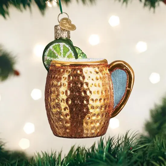 Old World Christmas 3.0 Inch Moscow Mule Mug Christmas Tree Ornament , Ornament Vodka Spicy Beer Lime Gold {3}