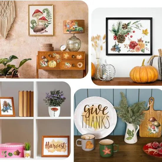 12 Sheets Fall Thanksgiving Rub on Transfers for Crafts {4}