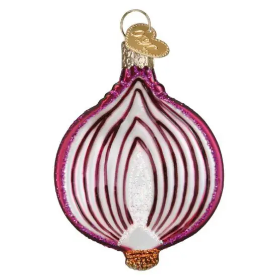 Old World Christmas 3.0 Inch Red Onion Christmas Tree Ornament , Vegetable Protect Against Evil Purplish Red {1}