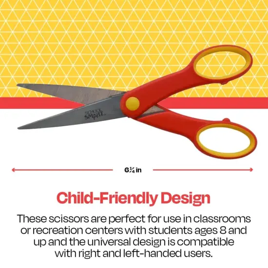 School Smart Pointed Tip Scissors, 6-1/4 Inches, Red, Pack of 12 {7}