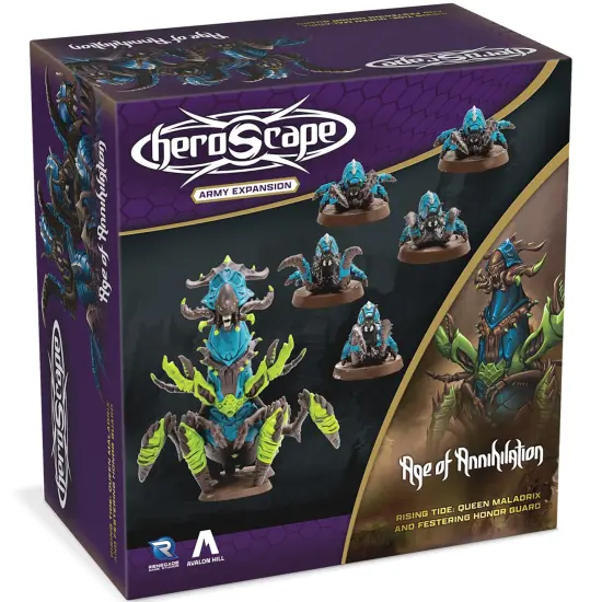 Renegade Games: Heroscape: Rising Tide &ndash; Queen Maladrix & Festering Honor Guard Army Expansion - 6 Fully Assembled Unpainted Miniatures & 2 Army Cards {1}