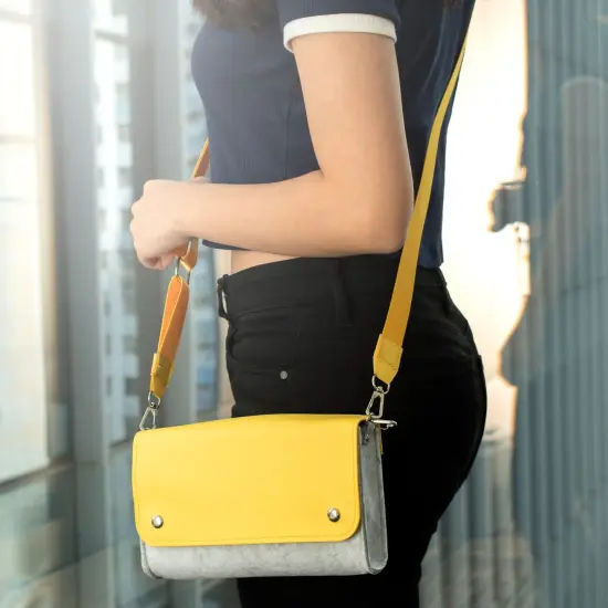 Insten Carrying Case Purse For Nintendo Switch and OLED Model, PU Leather Cover Travel Bag Sleeve Pouch, With Detachable Shoulder and Hand Strap For Girls Boys Women, Yellow {7}