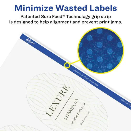 Avery Matte White Removable Oval Labels with Sure Feed Technology, Print-to-the-Edge, 3" x 5" {4}