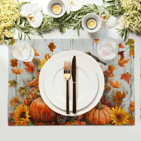 Set of 4 Fall Pumpkin Placemats - 12x18 Inch {3}