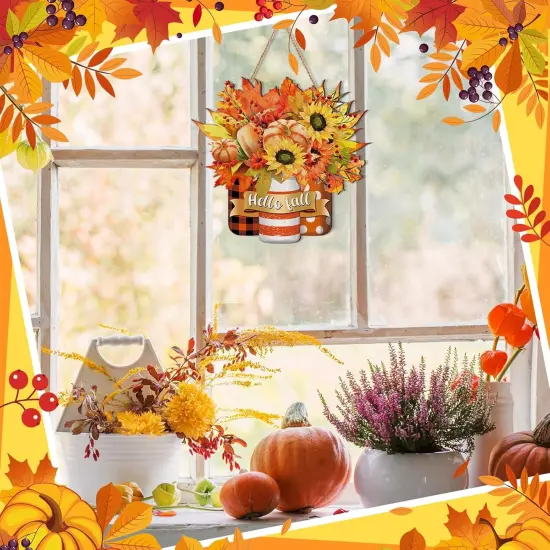 Hello Fall Door Sign Fall Wreaths for Front Door (Rustic) {5}