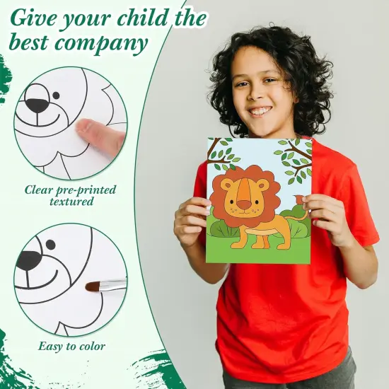 24 Pcs Pre Drawn Canvas for Painting for Adult Pre Printed Canvas Bulk Sip and Paint Kit (Jungle Animal,8 x 10 Inch) {3}