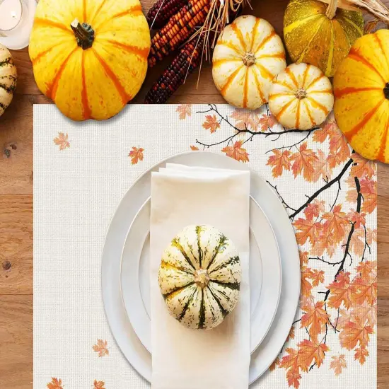 Set of 4 Thankgiving Maple Leaves Placemats - 12x18 Inch {4}