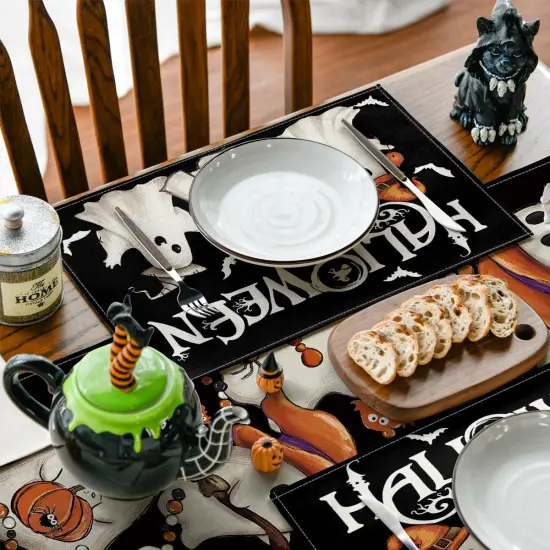 Set of 4 Halloween Ghost Placemats - 12x18 Inch {3}