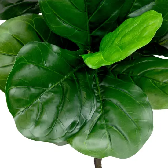 Northlight Potted Two Tone Green Artificial Wide Fiddle Leaf Fig Tree - 4' {6}