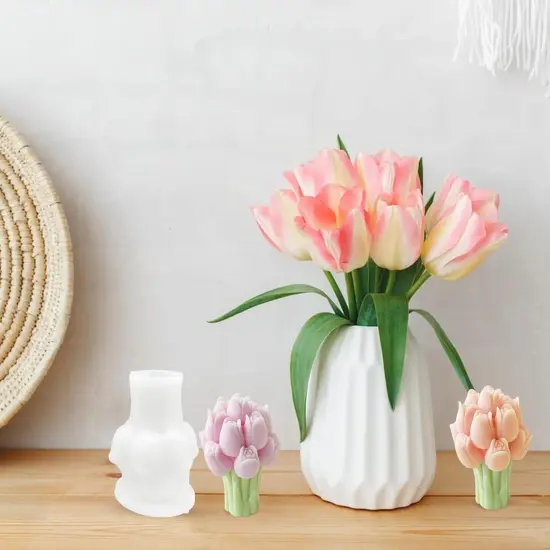 Tulips Candle Mold for Candle Making, 3D Silicone Mold {3}