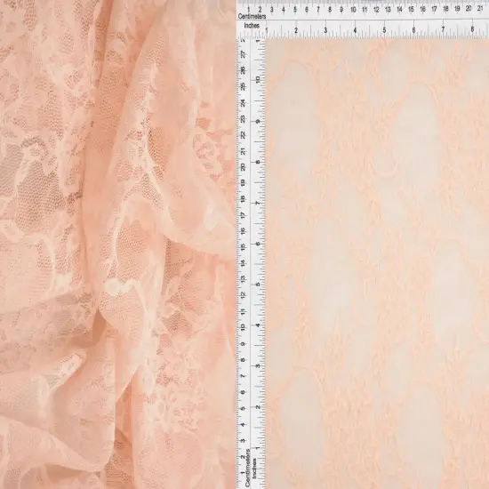 1 Yard Floral Lace Fabric, 58/60&Prime; Wide Nylon Spandex Blend PEACH {1}