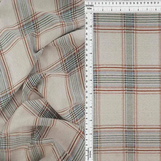 1 Yard Double Knit Jacquard Plaid Fabric 240 GSM, 84% Polyester 13% Rayon 3% Spandex Blend 58/60" Width NAVY {6}