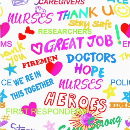 Sykel Enterprises Thank You Heroes White Cotton Fabric by the Yard {1}