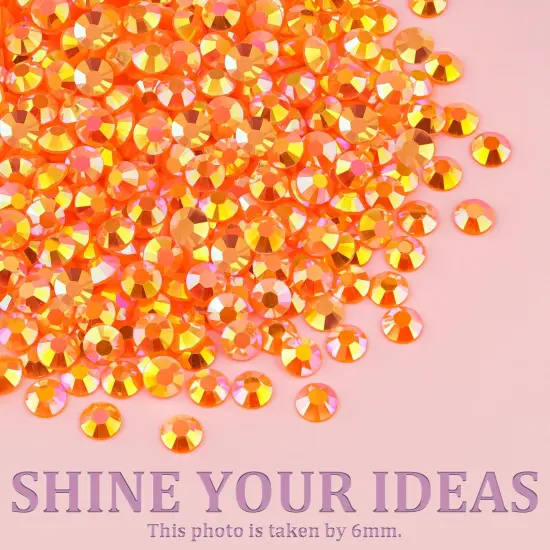 1 Box Orange AB Resin Jelly Flatback Rhinestones with 3Pcs B7000 Glue {5}