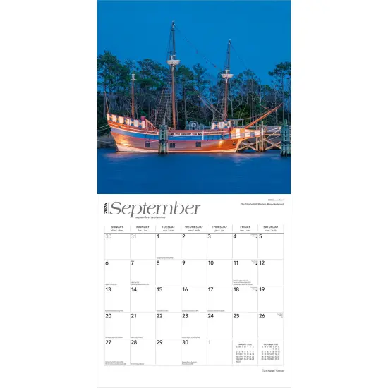 Tar Heel State | North Carolina Places | 2026 12 x 24 Inch (Hanging) Monthly Square Wall Calendar | Plastic-Free {4}