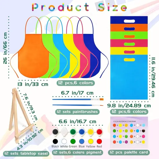 48PCS 12 Sets Printed Canvas Paint Art 12 Pcs Wooden Easel Set {3}