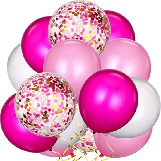 80 Piece - Hot Pink Latex Balloons (Pink, White, Rose Red) {4}