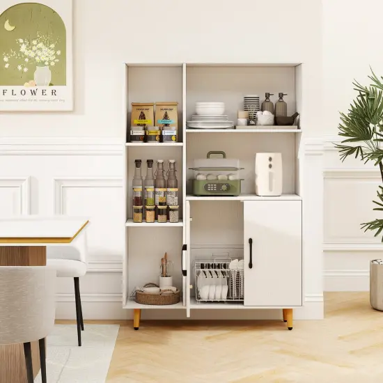 Costway Floor Storage Cabinet Free Standing Wooden Display Bookcase Side Decor Furniture {2}