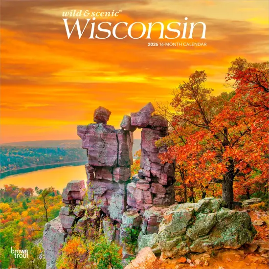 Wisconsin Wild & Scenic | 2026 12 x 24 Inch (Hanging) Monthly Square Wall Calendar | Plastic-Free {1}