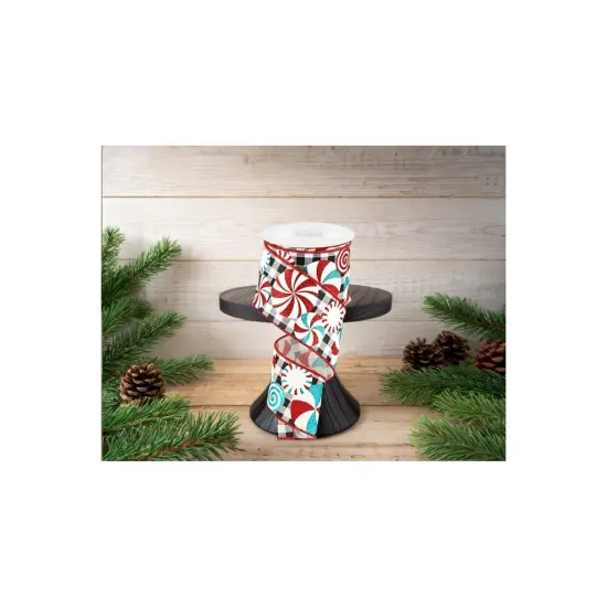 2.5" Peppermint Gingham Royal Ribbon: Black/White (10 Yards) {2}