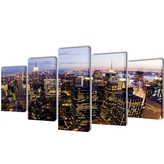 Canvas Wall Print Set Birds Eye View of New York Skyline 79"" x 39"" {1}
