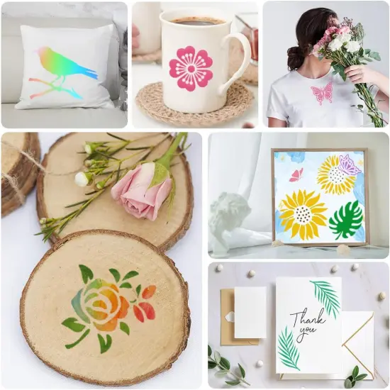 60 Pcs Flower Painting Stencils Reusable Flower Stencils - 3x3 Inch {6}