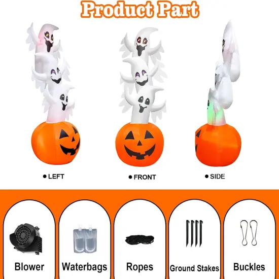 Overlap Ghost Decoration Colorful LED for Halloween Inflatables {4}
