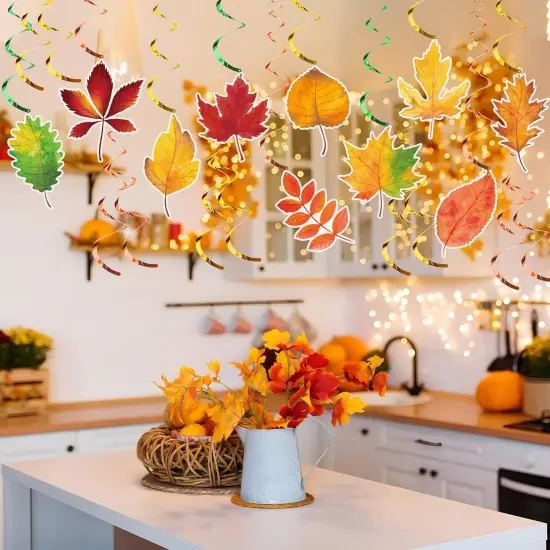 30 Pcs Fall Leaves Hanging Swirls Ceiling Decorations {5}