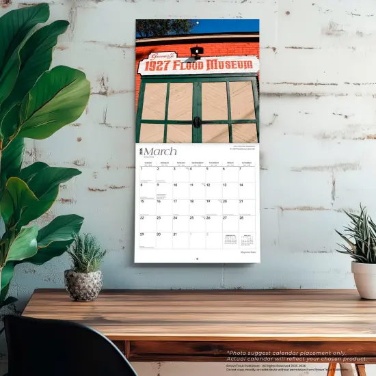 Magnolia State | Mississippi Places | 2026 12 x 24 Inch (Hanging) Monthly Square Wall Calendar | Plastic-Free {5}