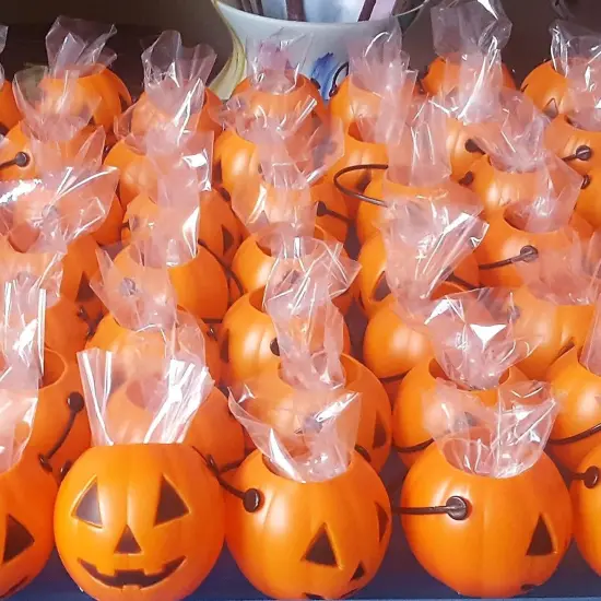 4E&rsquo;s Novelty 24 Pack Mini Pumpkin Trick or Treat Buckets &ndash; Bulk Halloween Candy Holders for Kids, Orange Plastic Jack-O&rsquo;-Lantern Goodie Bag Fillers, Party Favor Toys & Classroom Halloween Giveaways {4}