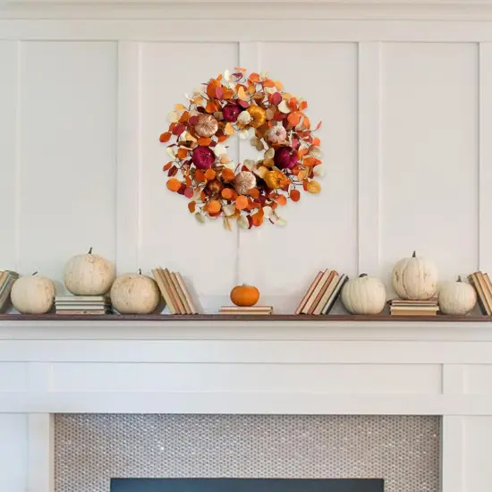 Fall Eucalyptus Velvet Pumpkin Wreath {2}