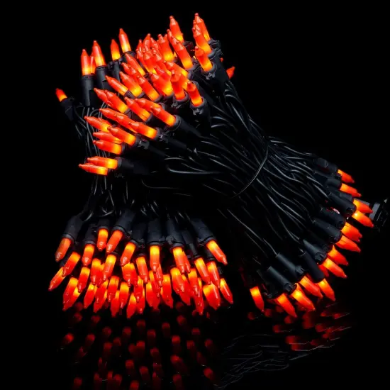 200 Orange String Lights with Black Wire for Halloween {3}