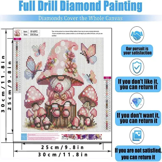 5D Gnome Mushroom Diamond Painting Kits - 12x12 Inch {4}